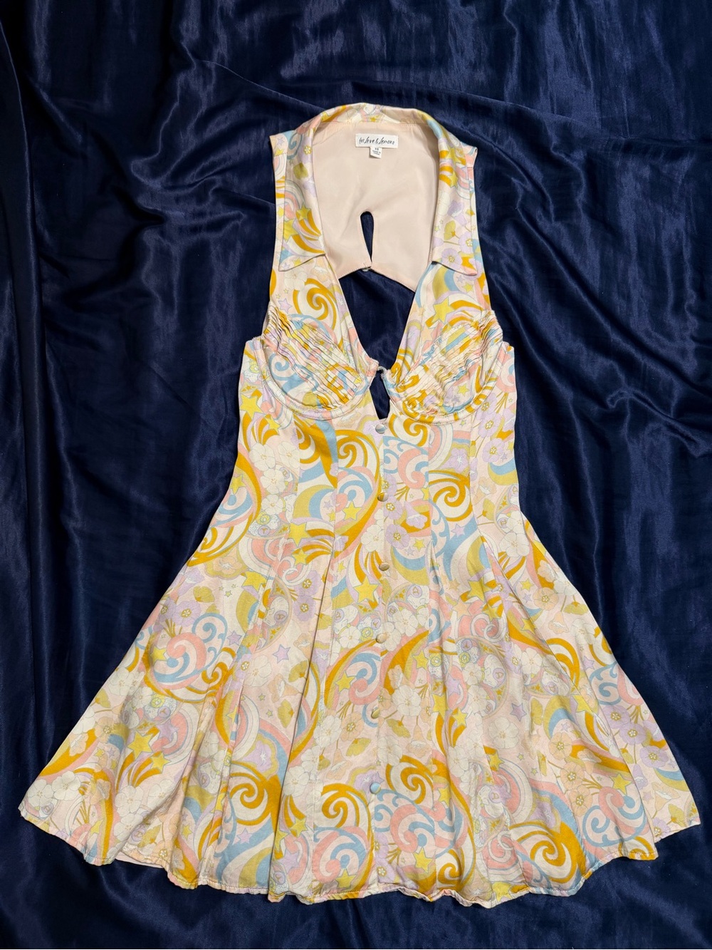 For Love And Lemons Pastel Swirl Mini Dress - Yellow, Pink & Blue